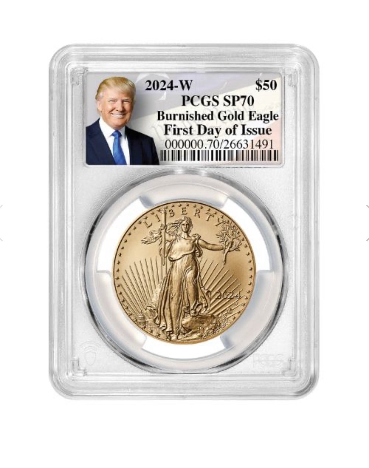 2024 PCGS MS-70 イーグル銀貨　FIRST DAY トランプver 2024 $1 Silver Eagle First Strike (Regular Strike) Silver