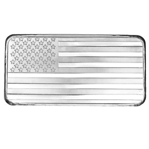 10 oz SilverTowne American Flag Silver Bar (New) - Dave And Co Metals